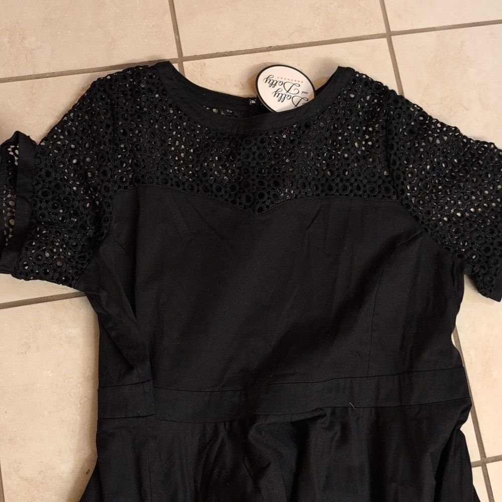 NWT Dolly And Dotty Tess Sleeved Formal Lace Midi Dress Black A-Line Retro Sz 22 - Picture 3 of 16